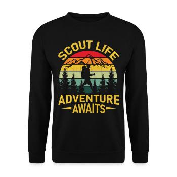 Scout Life Adventures Awaits Scouting Life - Hikin - Unisex Sweatshirt - black - Front - Alina (178cm) & Michal (187cm)