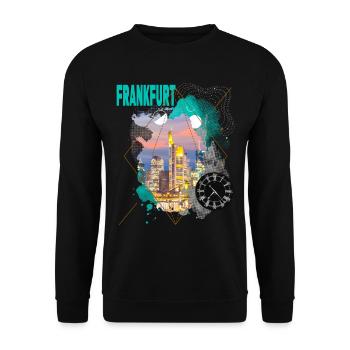 Frankfurt Germany City Skyline Vintage Retro - Unisex Sweatshirt - black - Front - Alina (178cm) & Michal (187cm)