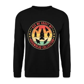 Pfeilspitzen Speerspitze Arrowhead Sammlung - Unisex Pullover - Schwarz - Vorne - Alina (178cm) & Michal (187cm)