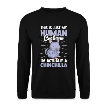 Chinchilla nur ein Kostüm Wollmaus - Unisex Pullover - Schwarz - Vorne - Alina (178cm) & Michal (187cm)