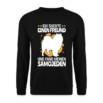 Ich fand meinen Samojede Schlittenhund - Unisex Pullover - Schwarz - Vorne - Alina (178cm) & Michal (187cm)