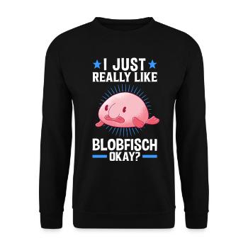 I like blobfish ugly fish memes - Unisex Sweatshirt - black - Front - Alina (178cm) & Michal (187cm)