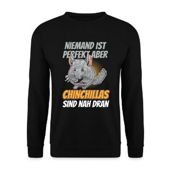 Chinchilla ist fast perfekt Wollmaus - Unisex Pullover - Schwarz - Vorne - Alina (178cm) & Michal (187cm)