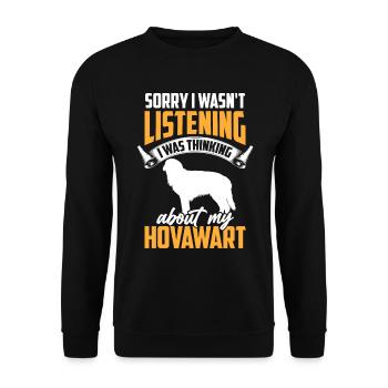 Ich habe an meinen Hovawart gedacht - Unisex Pullover - Schwarz - Vorne - Alina (178cm) & Michal (187cm)