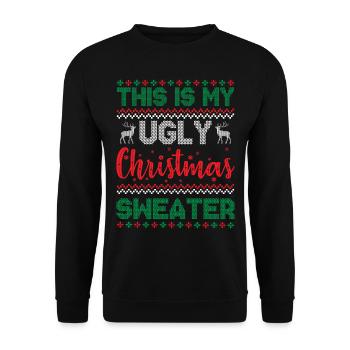 Ugly Christmas - This Is My Ugly Christmas Sweater - Unisex Sweatshirt - black - Front - Alina (178cm) & Michal (187cm)