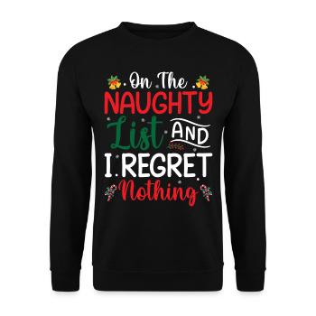 Ugly Christmas - On The Naughty List And I Regret - Unisex Sweatshirt - black - Front - Alina (178cm) & Michal (187cm)