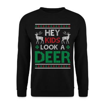 Ugly Christmas - Hey Kids Look A Deer - Unisex Sweatshirt - black - Front - Alina (178cm) & Michal (187cm)