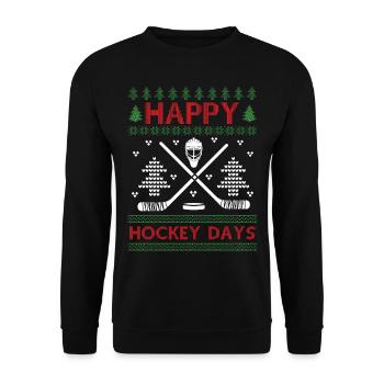 Ugly Christmas - Happy Hockeydays - Unisex Sweatshirt - black - Front - Alina (178cm) & Michal (187cm)