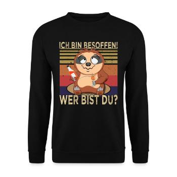 Ich bin besoffen Faultier - Cocktail - Unisex Pullover - Schwarz - Vorne - Alina (178cm) & Michal (187cm)