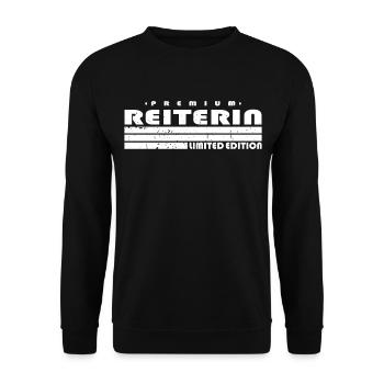 Reiterin Limited Edition Pferde Mädchen Reiten - Unisex Pullover - Schwarz - Vorne - Alina (178cm) & Michal (187cm)