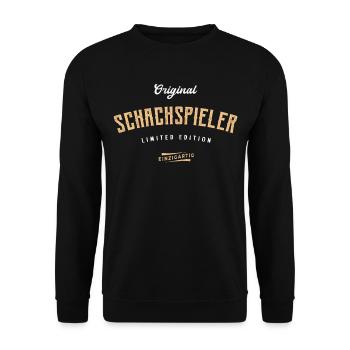 Schach Limited Edition Schachmeister Lustiges - Unisex Pullover - Schwarz - Vorne - Alina (178cm) & Michal (187cm)