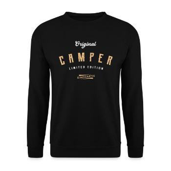 Camper Limited Edition Wohnwagen Lustiges Camping - Unisex Pullover - Schwarz - Vorne - Alina (178cm) & Michal (187cm)
