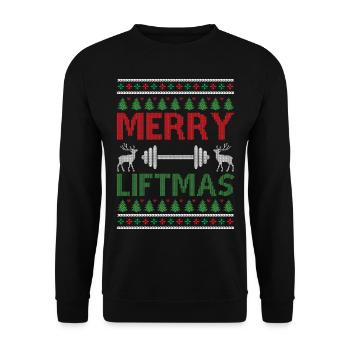 Ugly Christmas - Merry Liftmas - Unisex Sweatshirt - black - Front - Alina (178cm) & Michal (187cm)