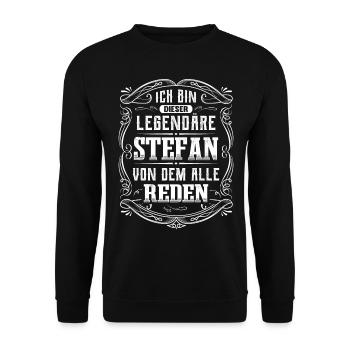 Ich bin dieser legendäre Stefan - Unisex Pullover - Schwarz - Vorne - Alina (178cm) & Michal (187cm)