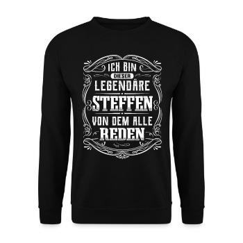 Ich bin dieser legendäre Steffen - Unisex Pullover - Schwarz - Vorne - Alina (178cm) & Michal (187cm)