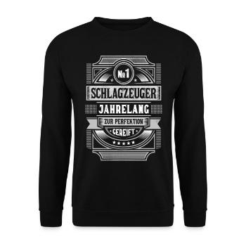 Schlagzeuger zur Perfektion gereift - Unisex Pullover - Schwarz - Vorne - Alina (178cm) & Michal (187cm)