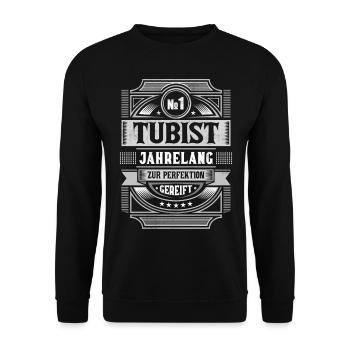 Tuba Tubist zur Perfektion gereift Tubaspieler - Unisex Pullover - Schwarz - Vorne - Alina (178cm) & Michal (187cm)