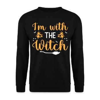 Halloween Costume - I'm With The Witch - Unisex Pullover - Schwarz - Vorne - Alina (178cm) & Michal (187cm)