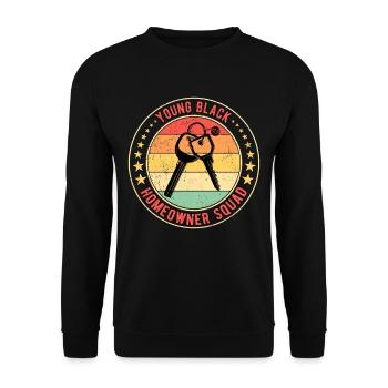 Hauskäufer Einweihungsparty Young Black Houseowner - Unisex Pullover - Schwarz - Vorne - Alina (178cm) & Michal (187cm)