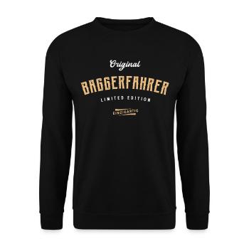 Baggerfahrer Limited Edition Bagger Baggerführer - Unisex Pullover - Schwarz - Vorne - Alina (178cm) & Michal (187cm)