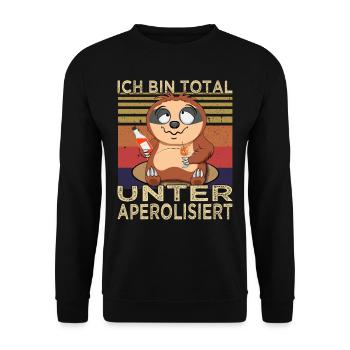 Bin total unteraperolisiert Faultier - Cocktail - Unisex Pullover - Schwarz - Vorne - Alina (178cm) & Michal (187cm)