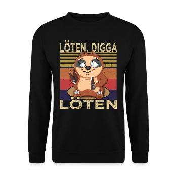 Löten Digga Löten - Biertrinker Spruch - Saufen - Unisex Pullover - Schwarz - Vorne - Alina (178cm) & Michal (187cm)