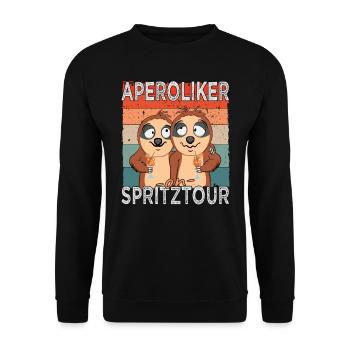 Aperoliker on Spritztour Faultiere - Cocktail - Unisex Pullover - Schwarz - Vorne - Alina (178cm) & Michal (187cm)