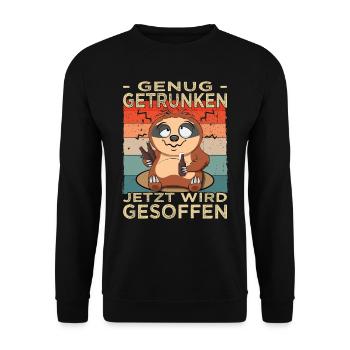 Genug getrunken - Saufen - Biertrinker - Unisex Pullover - Schwarz - Vorne - Alina (178cm) & Michal (187cm)