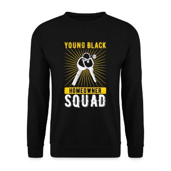 Hauskäufer Einweihungsparty Young Black Houseowner - Unisex Pullover - Schwarz - Vorne - Alina (178cm) & Michal (187cm)