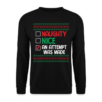 Nice Naughty une tentative a été faite jeu de mots en disant Ugly C - Sweat-shirt Unisexe - noir - Devant - Alina (178cm) & Michal (187cm)