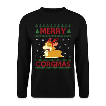 Merry Corgmas Dog Saying Ugly Christmas - Unisex Sweatshirt - black - Front - Alina (178cm) & Michal (187cm)