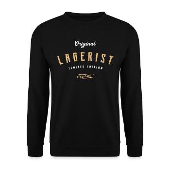 Lagerist Limited Edition Lagerlogistik - Unisex Pullover - Schwarz - Vorne - Alina (178cm) & Michal (187cm)