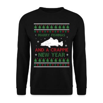 Merry Fishmas And A Crappie New Year - Dire moche - Sweat-shirt Unisexe - noir - Devant - Alina (178cm) & Michal (187cm)