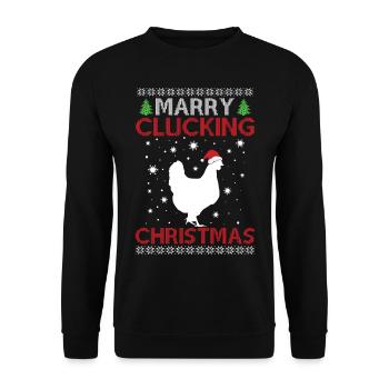 Poulet - Joyeux Noël - Dire Moche C - Sweat-shirt Unisexe - noir - Devant - Alina (178cm) & Michal (187cm)