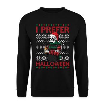 I Prefer Halloween Pun Saying Ugly Christmas - Unisex Sweatshirt - black - Front - Alina (178cm) & Michal (187cm)