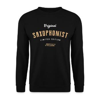 Saxophon Limited Edition Saxophonspieler - Unisex Pullover - Schwarz - Vorne - Alina (178cm) & Michal (187cm)
