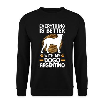 Tout va mieux avec un Dogo Argentino - Sweat-shirt Unisexe - noir - Devant - Alina (178cm) & Michal (187cm)