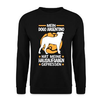 Dogo Argentino hat meine Hausaufgaben gefressen - Unisex Pullover - Schwarz - Vorne - Alina (178cm) & Michal (187cm)