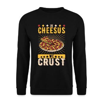 Pizzabäcker Pizzaiolo In Cheesus We Crust - Unisex Pullover - Schwarz - Vorne - Alina (178cm) & Michal (187cm)