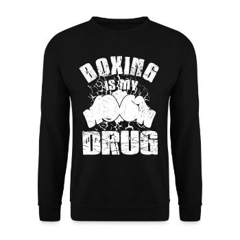 Boxing Is My Drug Boxing Gloves Funny Boxing Boxer - Unisex Pullover - Schwarz - Vorne - Alina (178cm) & Michal (187cm)