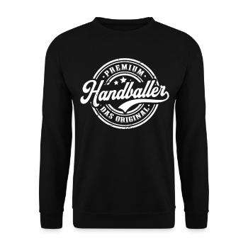 Handballer Original Handballspieler Lustiges - Unisex Pullover - Schwarz - Vorne - Alina (178cm) & Michal (187cm)