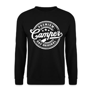 Camper Original Wohnwagen Lustiges Camping - Unisex Pullover - Schwarz - Vorne - Alina (178cm) & Michal (187cm)