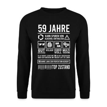 59. Geburtstag Männer Frauen Lustig 59 Jahre - Unisex Pullover - Schwarz - Vorne - Alina (178cm) & Michal (187cm)