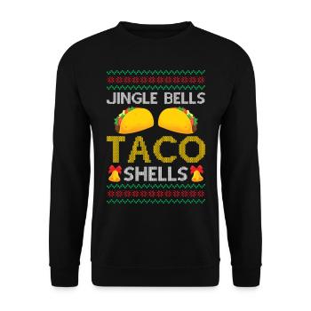 Tacos - Jingle Bells Taco Shells - Saying Ugly Chr - Unisex Pullover - Schwarz - Vorne - Alina (178cm) & Michal (187cm)