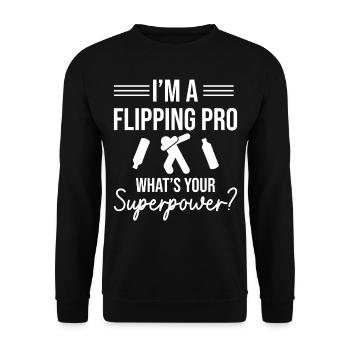 Je suis un pro du retournement - Quel est votre superpouvoir? - Sweat-shirt Unisexe - noir - Devant - Alina (178cm) & Michal (187cm)