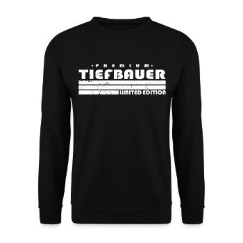 Tiefbauer Limited Edition Lustiges Tiefbau - Unisex Pullover - Schwarz - Vorne - Alina (178cm) & Michal (187cm)