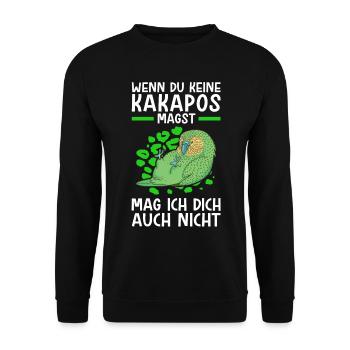 Kakapo nicht mögen flugunfähiger Papagei - Unisex Pullover - Schwarz - Vorne - Alina (178cm) & Michal (187cm)