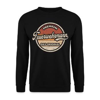 Feuerwehrmann Original Vintage Feuerwehr - Unisex Pullover - Schwarz - Vorne - Alina (178cm) & Michal (187cm)