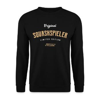 Squash Limited Edition Lustiges Squashspieler - Unisex Pullover - Schwarz - Vorne - Alina (178cm) & Michal (187cm)