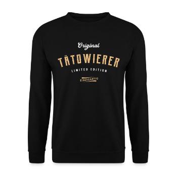 Tätowierer Limited Edition Tattoostudio Lustiges - Unisex Pullover - Schwarz - Vorne - Alina (178cm) & Michal (187cm)